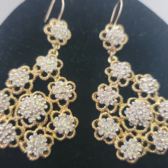 VINTAGE CRYSTAL CHANDELIER EARRINGS - Picture 6 of 8